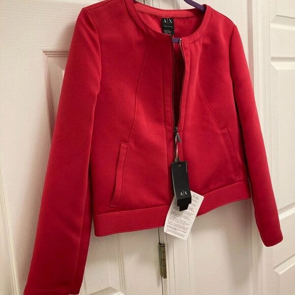 NEW - ARMANI EXCHANGE Collarless Blazer Jacket, Size M Coral Pink - Picture 3 of 7